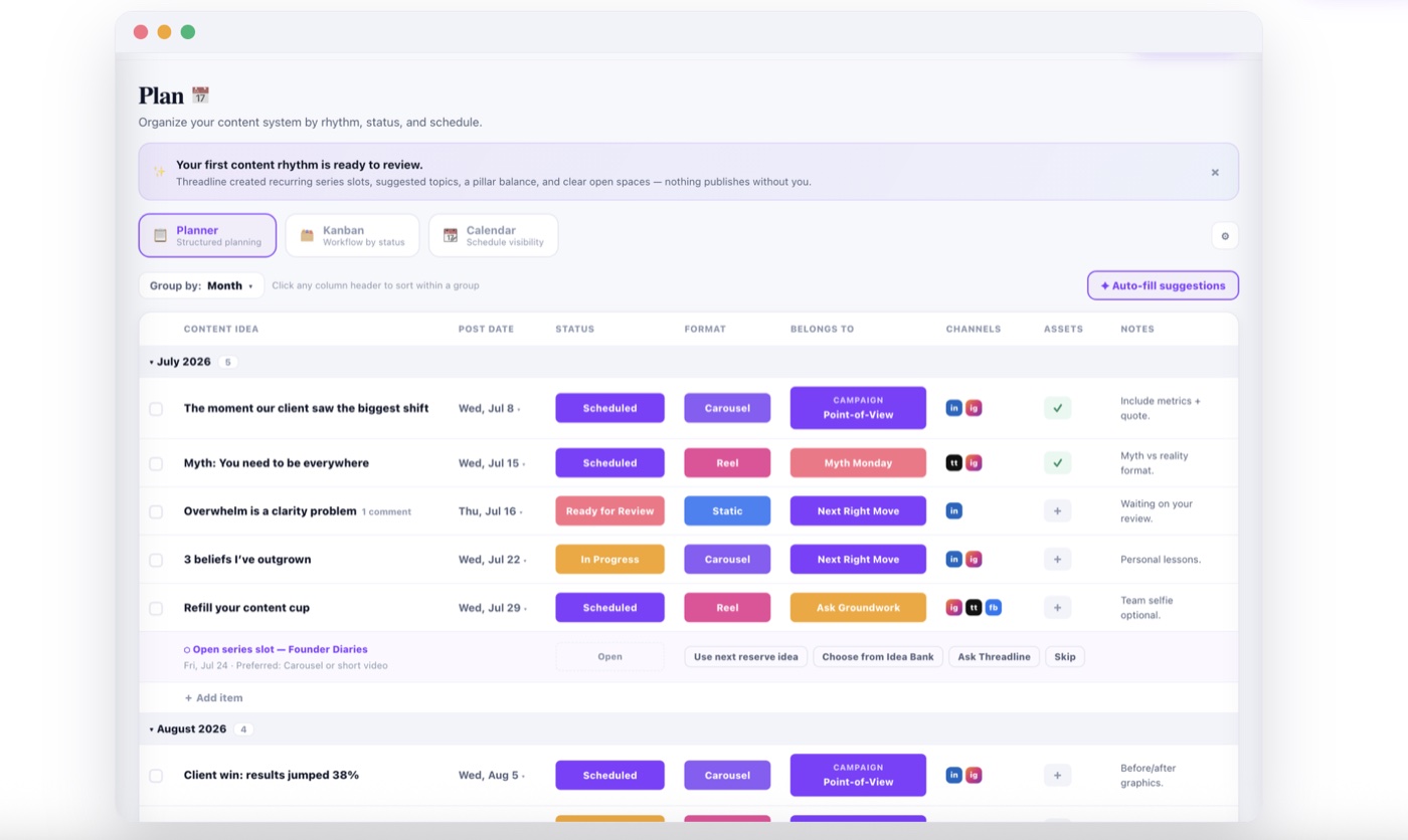 Threadline's content planner