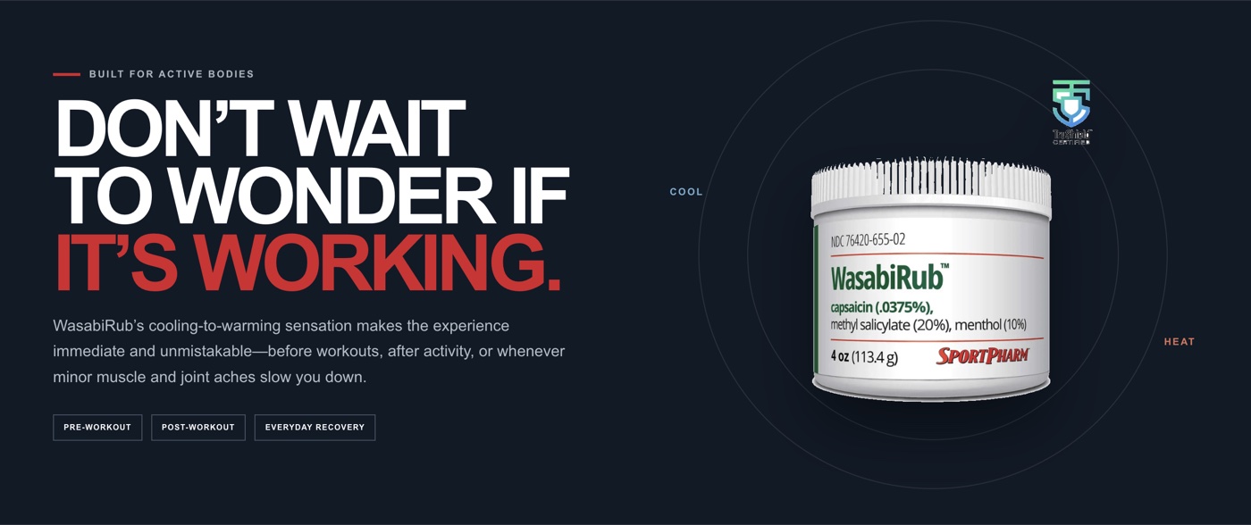 SportPharm's WasabiRub campaign page